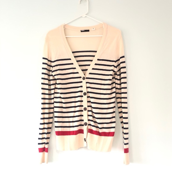 Discounted shipping! BDG striped cream preppy cardigan - Picture 5 of 6